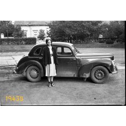   Skoda Tudor személygépkocsi, autó, jármű, közlekedés, 1950-es évek, Eredeti fotó negatív.