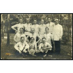   Focicsapat edzővel, sport, labdarúgás, 1910-es évek, Eredeti fotó, papírkép.  