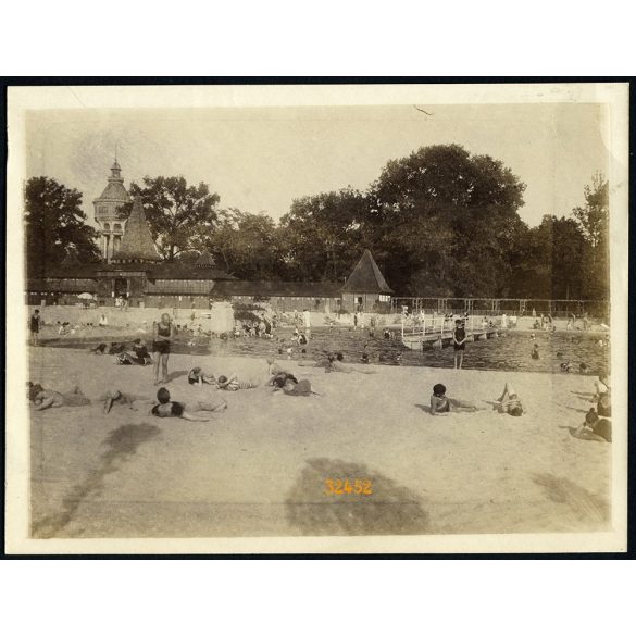 Palatinus strandfürdő megnyitása közeli időben, Budapest, Margit-sziget, fürdőruha, víztorony, helytörténet, 1910-es évek, Eredeti fotó, papírkép. 