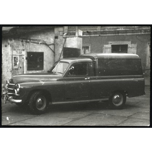 Ritka Warsawa (Warszawa) pick-up autó, a Déligyümölcs Vállalat gépkocsija, teherautó, jármű, közlekedés, szocializmus, 1960-as évek, Eredeti fotó, hátulján feliratozott papírkép.  