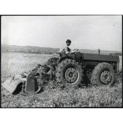   Dutra traktor fűkaszával, mezőgazdaság, jármű, 1950-es évek, szocializmus, Eredeti fotó, hátulján feliratozott papírkép.   