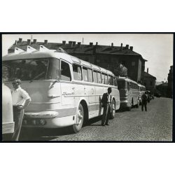   Korai Ikarus 55-ös buszok, Mávaut, jármű, közlekedés, szocializmus, 1950-es évek, Eredeti fotó, papírkép. 